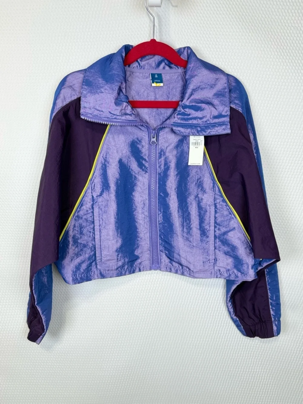 Old Navy Girls Purple Metallic Cropped Jacket with Contrast Trim Size 8 NWT